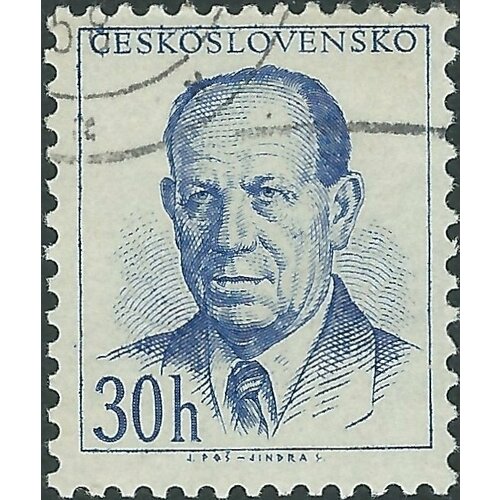 (1953-041) Марка Чехословакия А. Запотоцкий (Ультрамариновая) Президент Запотоцкий (Стандартный 1948 002 марка чехословакия э бенеш красно фиолетовая президент бенеш стандартный выпуск