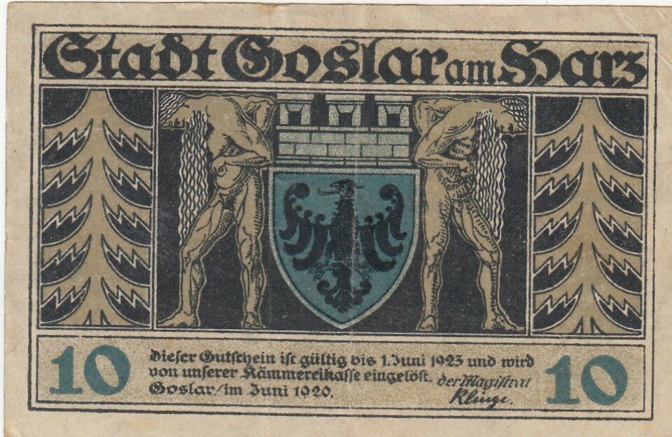 Германия (Веймарская Республика) Гослар 10 пфеннигов 1920 г. (9)