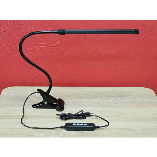 Настольная светодиодная лампа «Лунго» с зажимом, черный