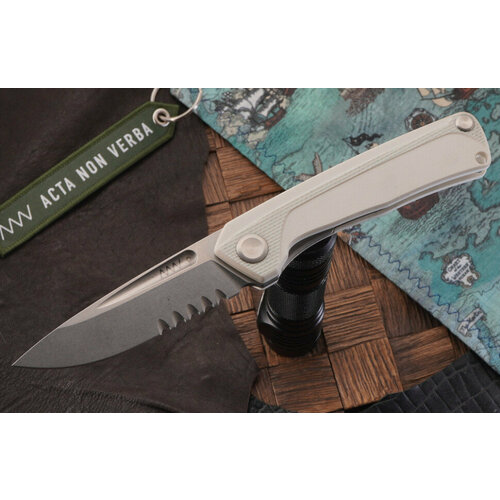 фото Складной нож anv z200 (liner lock, белая g10, sleipner, серрейтор)