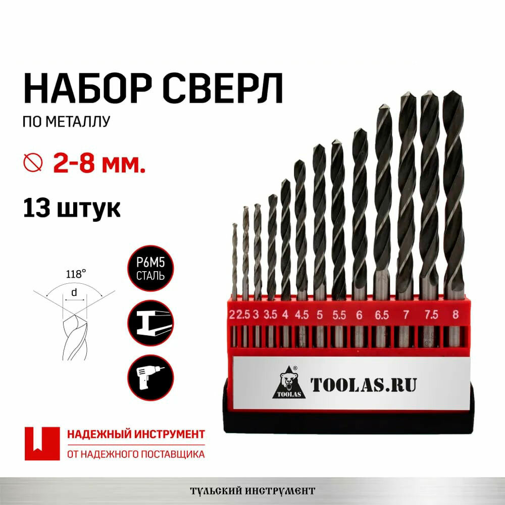 Набор сверл по металлу 2-8 мм 6 шт