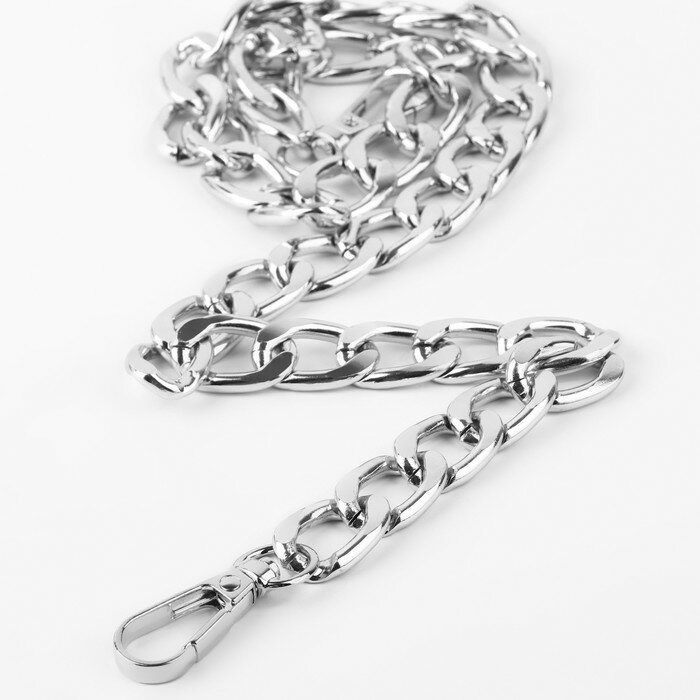 фото Арт Узор Цепочка для сумки, с карабинами, алюминиевая, 13,5 × 20,5 мм, 60 см, цвет серебряный