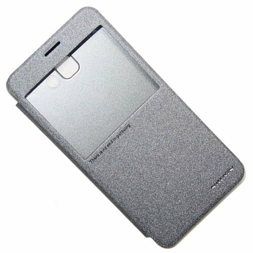 Чехол для Samsung SM-A900F (Galaxy A9) флип боковой пластик-кожзам с окошком Nillkin Sparkle <серый>