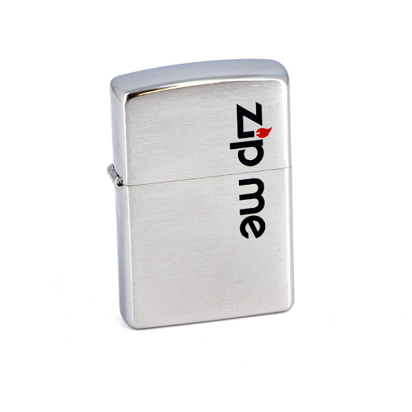Зажигалка Zippo ZIP ME Brushed Chrome серебристая матовая ZIPPO-200ZIPME