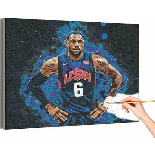 Леброн Джеймс Баскетбол Раскраска картина по номерам на холсте с неоновой краской 40х50