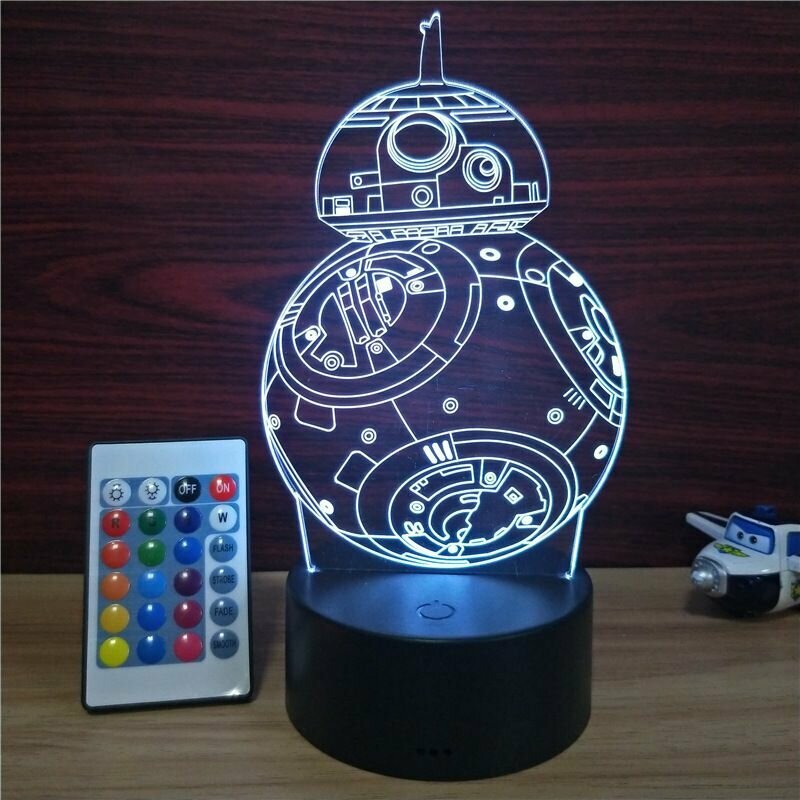 Светодиодный ночник с 3D рисунком (Bb-8 Робот)