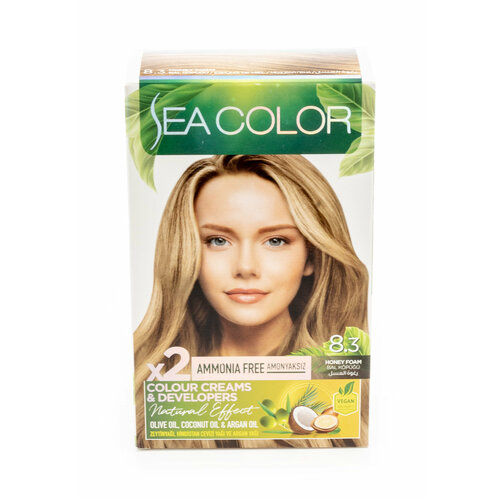 Sea Color / Сиа Колор Краска для волос стойкая тон 8.3 медовая пена без аммиака 210мл / красящее средство