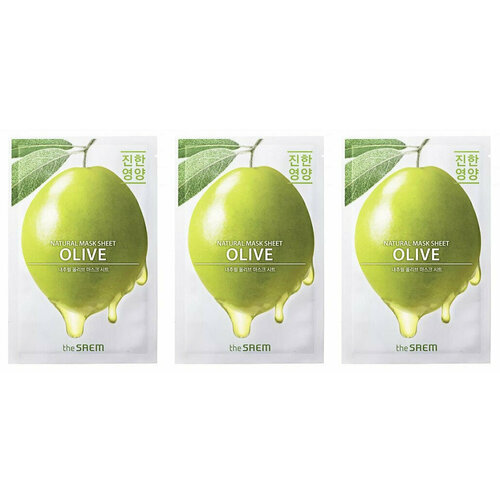 The Saem Маска на тканевой основе для лица с экстрактом оливы Natural Olive Mask Sheet 21мл 3шт