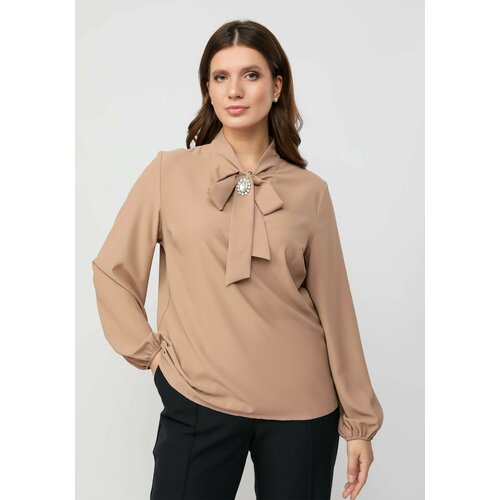 Блуза  MIO IMPERATRICE, прямой силуэт, длинный рукав, однотонная, размер 56, коричневый