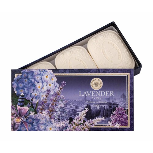 GOURMANDISE Набор натурального парфюмированного мыла Лаванда, 3 х 150 г