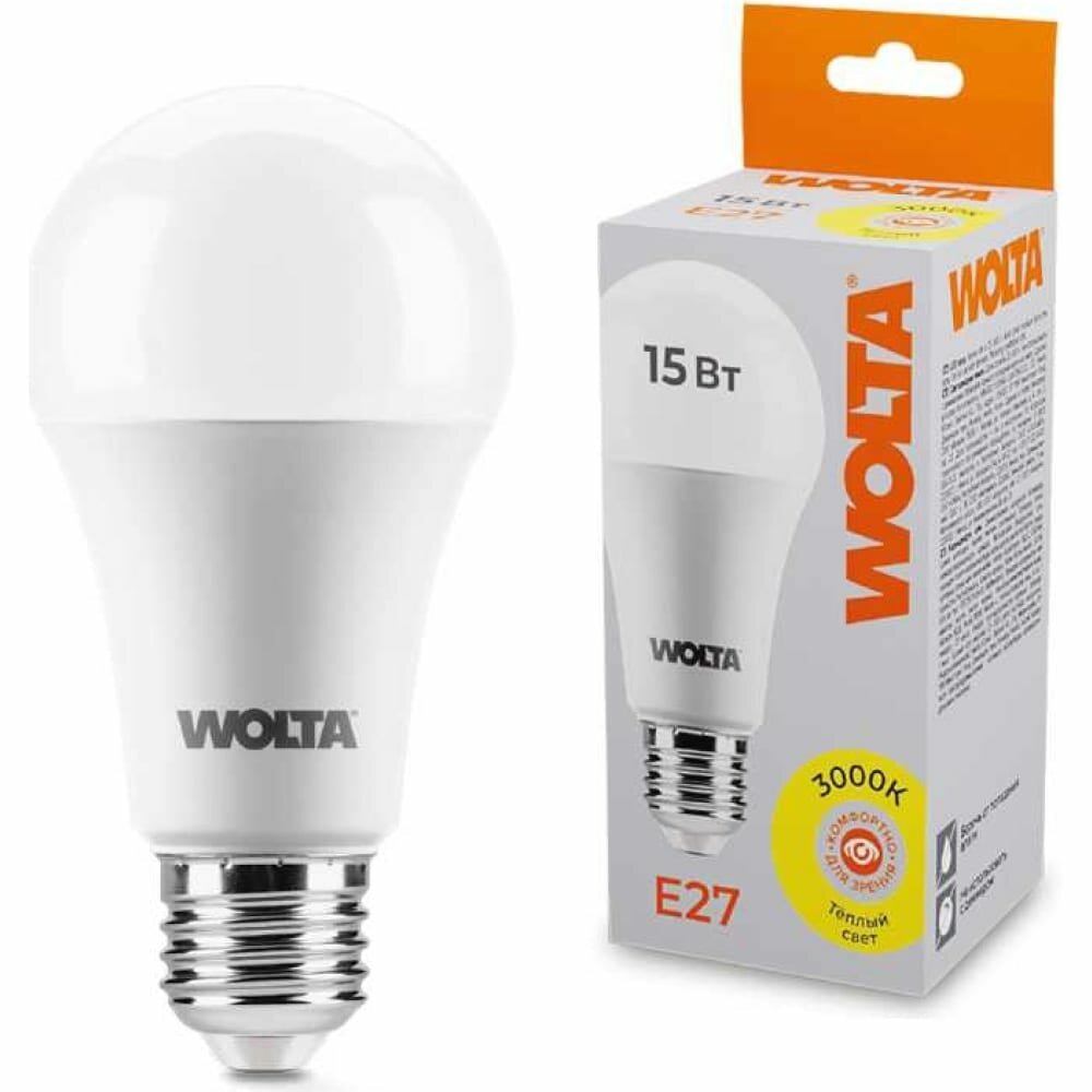 Wolta Лампа LED, 3000K, 25Y60BL15E27