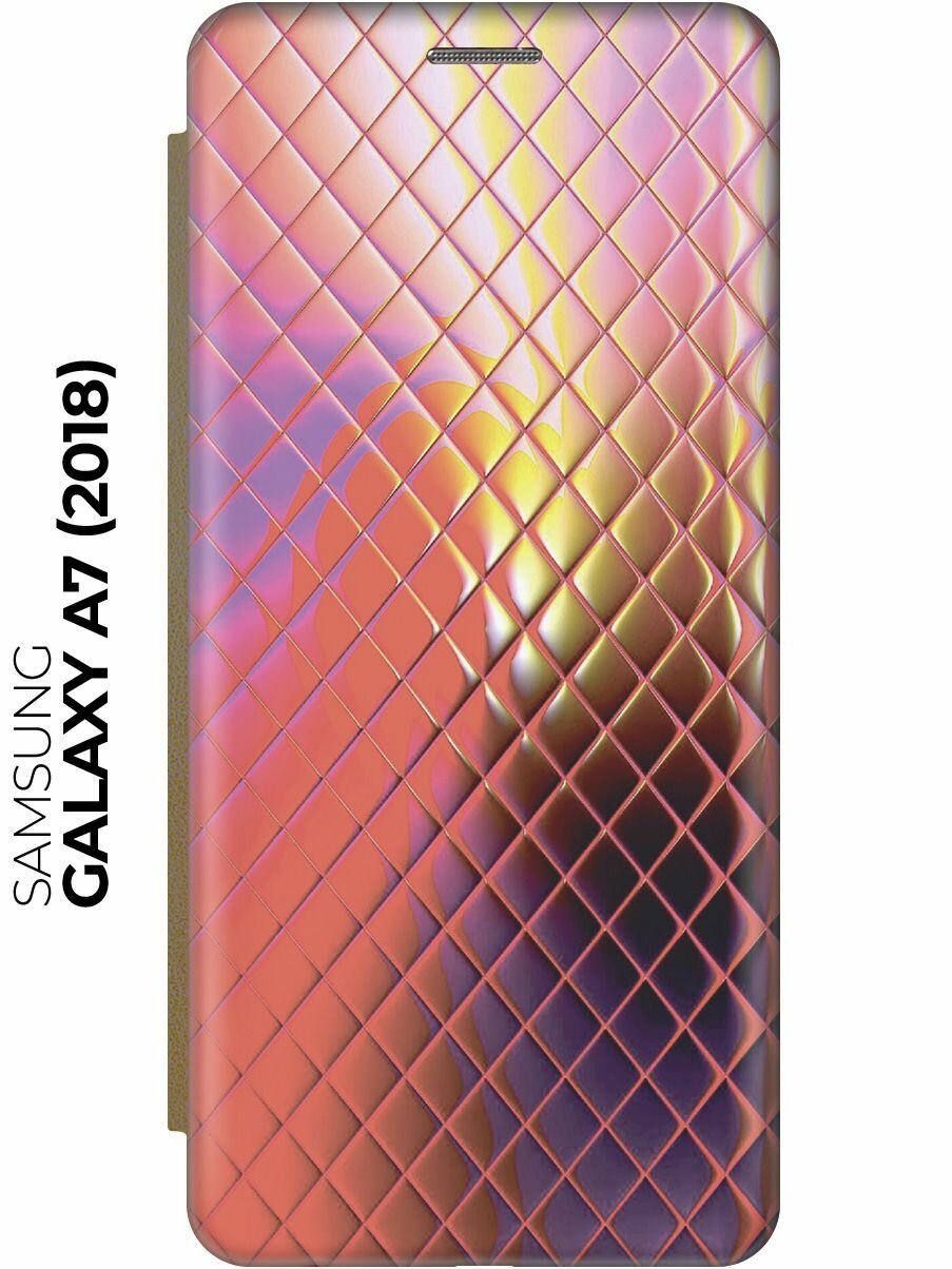 Чехол-книжка Розовая рептилия на Samsung Galaxy A7 (2018) / Самсунг А7 2018 золотой