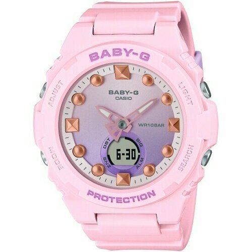 наручные часы casio baby g bga 320 3a голубой белый Наручные часы CASIO Baby-G BGA-320-4A, розовый