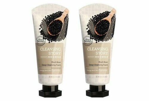 Welcos Kwailnara Пенка для лица с экстрактами бобов Cleansing Story Foam Cleansing, Black bean, 120 гр, 2 шт