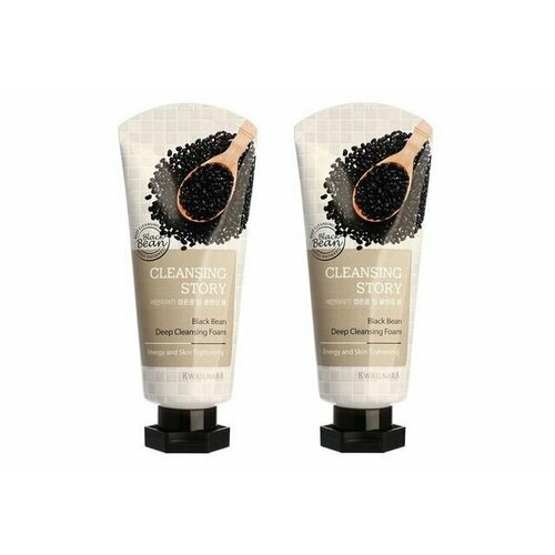 Welcos Kwailnara Пенка для лица с экстрактами бобов Cleansing Story Foam Cleansing, Black bean, 120 гр, 2 шт пенка для умывания welcos kwailnara cleansing story red ginseng 120г