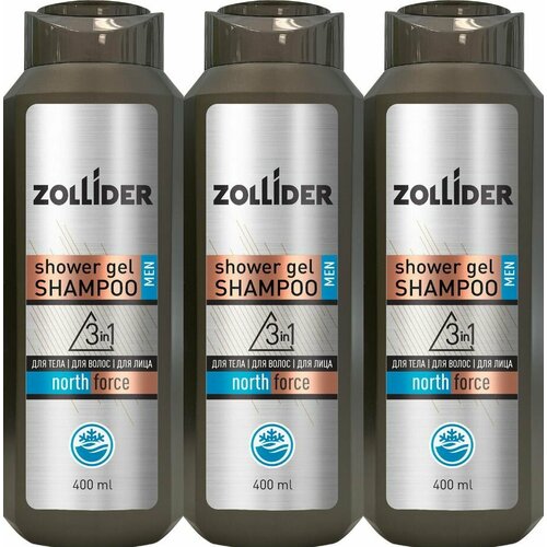 Zollider 3в1 North Force гель-шампунь для душа 400 мл 3 шт 2171₽