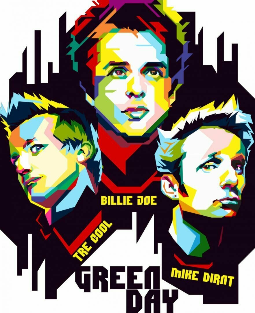Плакат  постер Грин Дей Green Day на бумаге  размер 30х42см