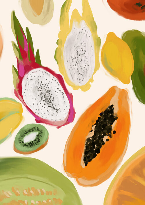 Постер интерьерный «Тропические фрукты», А4