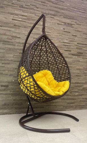Подвесное кресло-кокон Laura Outdoor Montblanc (Монблан) коричневый+желтая подушка