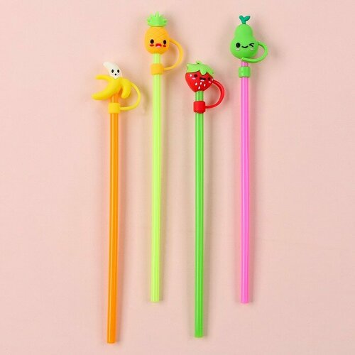 Трубочки для коктейля «Фруктики», 4 шт, цвета микс для дома