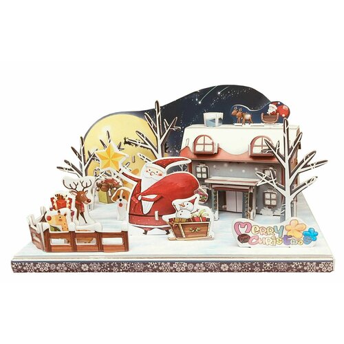 Новогодний объемный 3д пазл конструктор развивающий из картона DIY TOY 