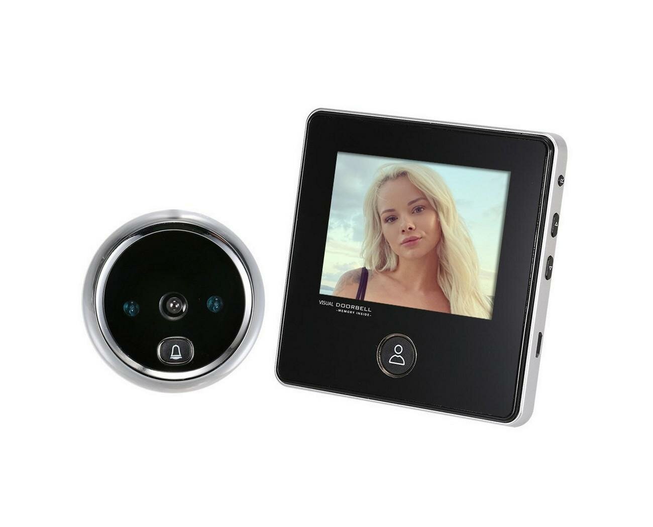 Дверной видеоглазок i-Home S-02 (90град) (Q21903SFD) с цветным монитором 28 и встроенной памятью для фото. Толщина двери: 35-100 мм