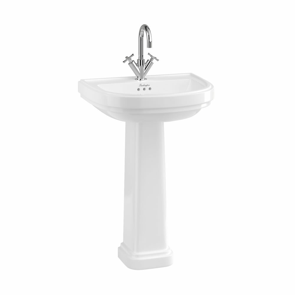 Раковина на пьедестале Burlington Riviera 58 RIV3 1TH RIV6 с 1 отверстием белая