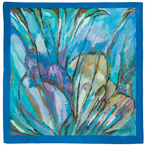 фото Платок павловопосадская платочная мануфактура,65х65 см, мультиколор, голубой