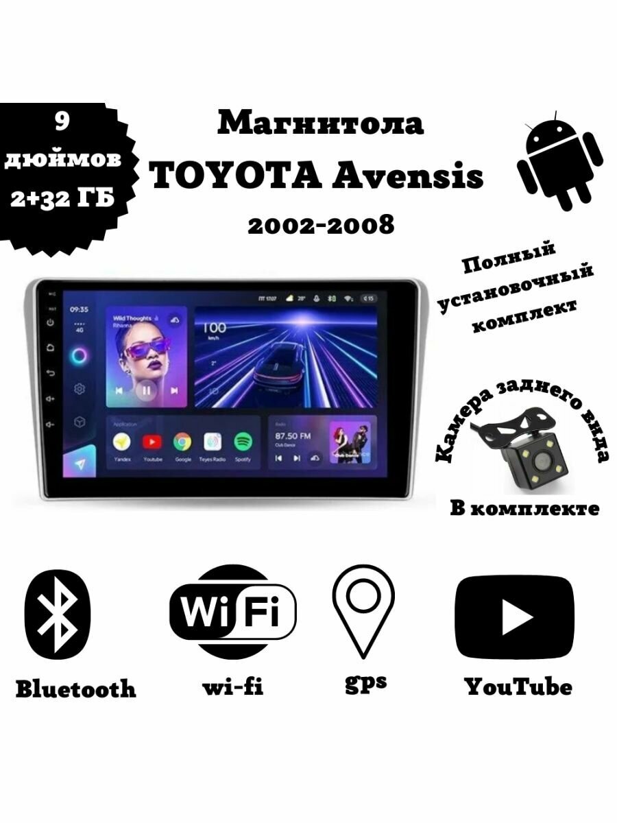 Магнитола 2-Din на Android для Toyota Avensis