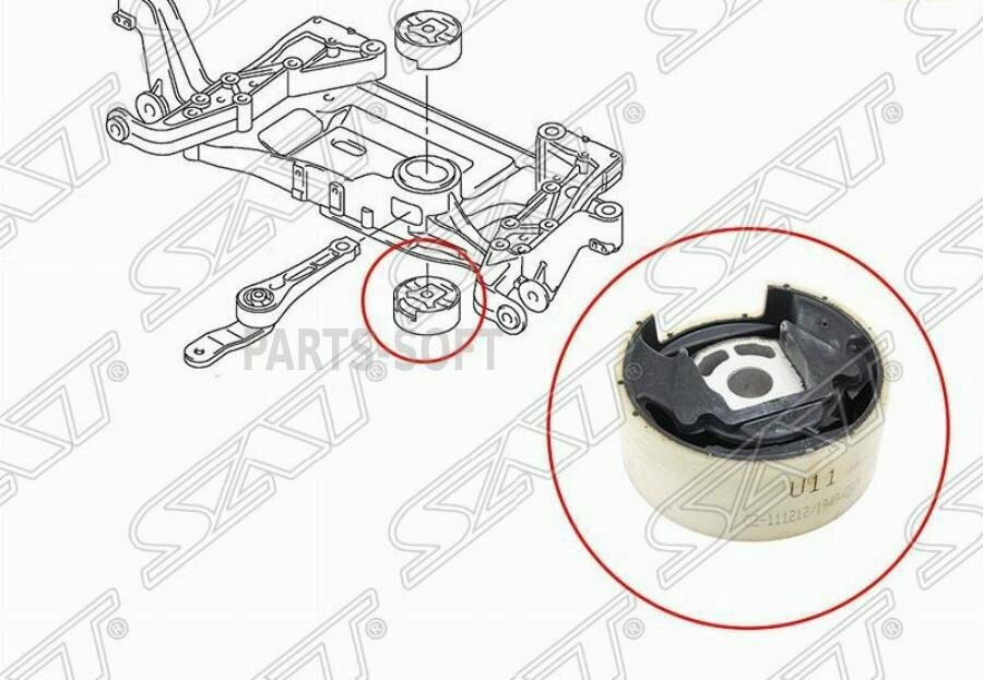 SAT ST-1K0199867Q Сайлентблок подрамника нижний VW JETTA 05-16/GOLF 03-/PASSAT 05-15/TIGUAN 07-/SKODA YETI 10-/OCTAVIA