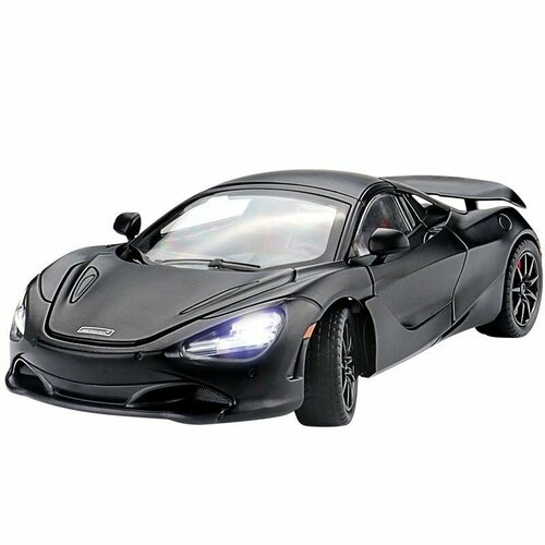 Машинка металлическая спорткар McLaren 720S Black 1:24, Коллекционная модель для взрослых, Игрушечный автомобиль с звуковыми и световыми эффектами модель машинки jada toys mclaren 720s 34660