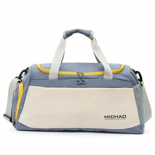 фото Сумка спортивная michao, 50 л, 27х24х50 см, ручная кладь, белый, голубой