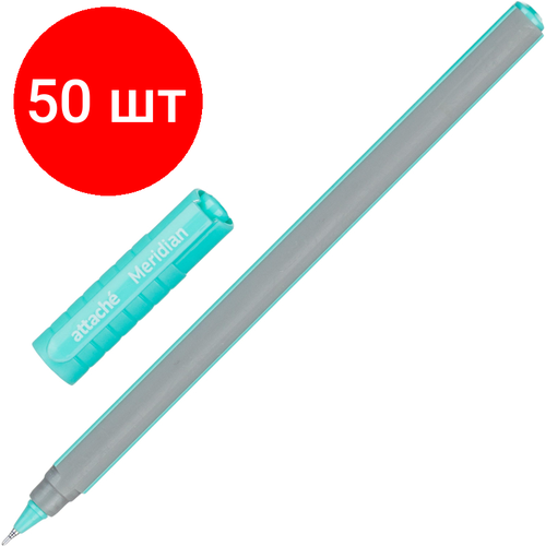 Комплект 50 штук, Ручка шариковая неавтомат. Attache Meridian, 0.35мм, масл, бирюз. корп ручка шариковая attache meridian синяя серо бирюзовый корпус толщина линии 0 35 мм
