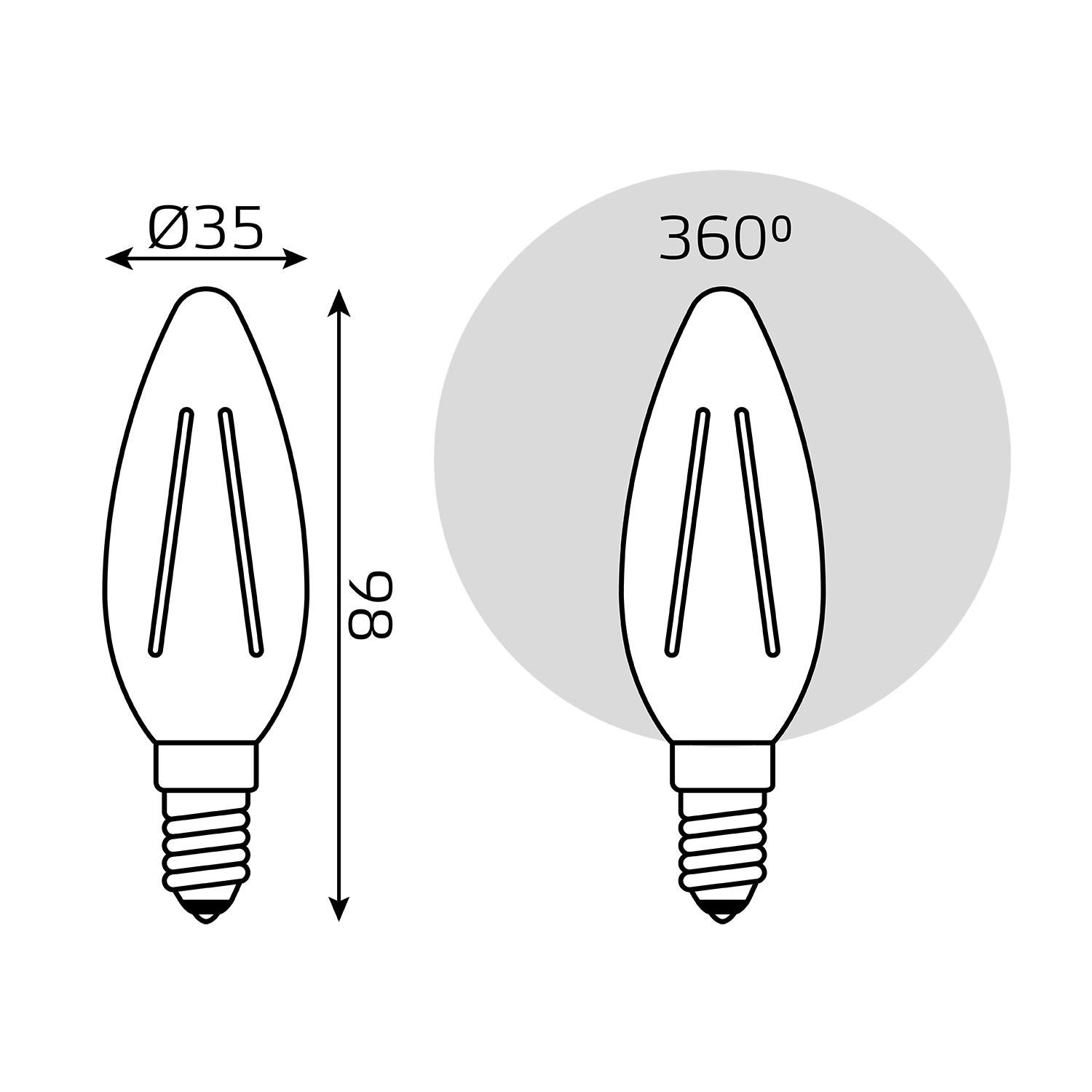 Лампочка светодиодная Е14 Свеча 11W нейтр белый свет 4100К упаковка 10 шт. Gauss Filament