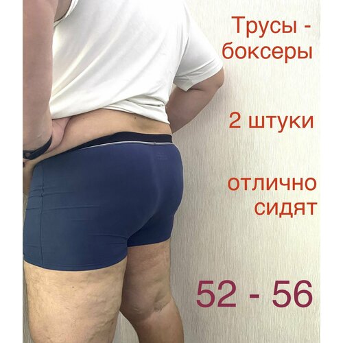 фото Трусы , 2 шт., размер 52(6xl), синий, черный нет бренда