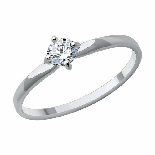 Кольцо Diamant, белое золото, 585 проба, фианит, размер 18, бесцветный
