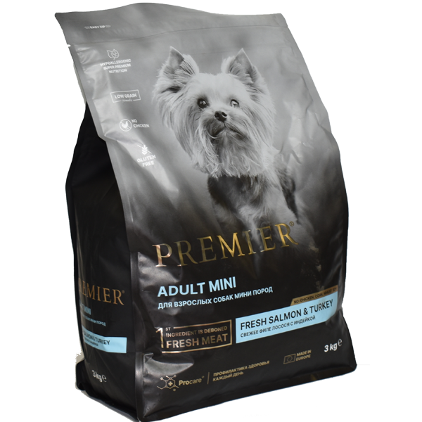 Сухой корм Premier Dog Salmon&Turkey ADULT Mini для собак мелких пород 3 кг