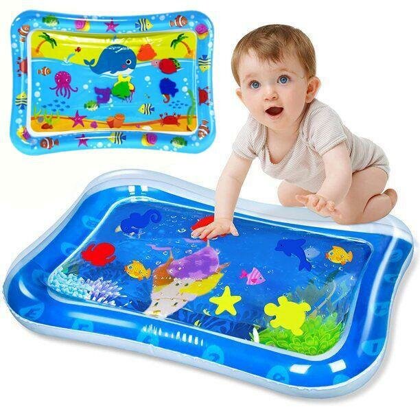 фото Детский развивающий водный коврик аквариум, Надувной коврик для малышей с рыбками, водяной Акваковрик для детей