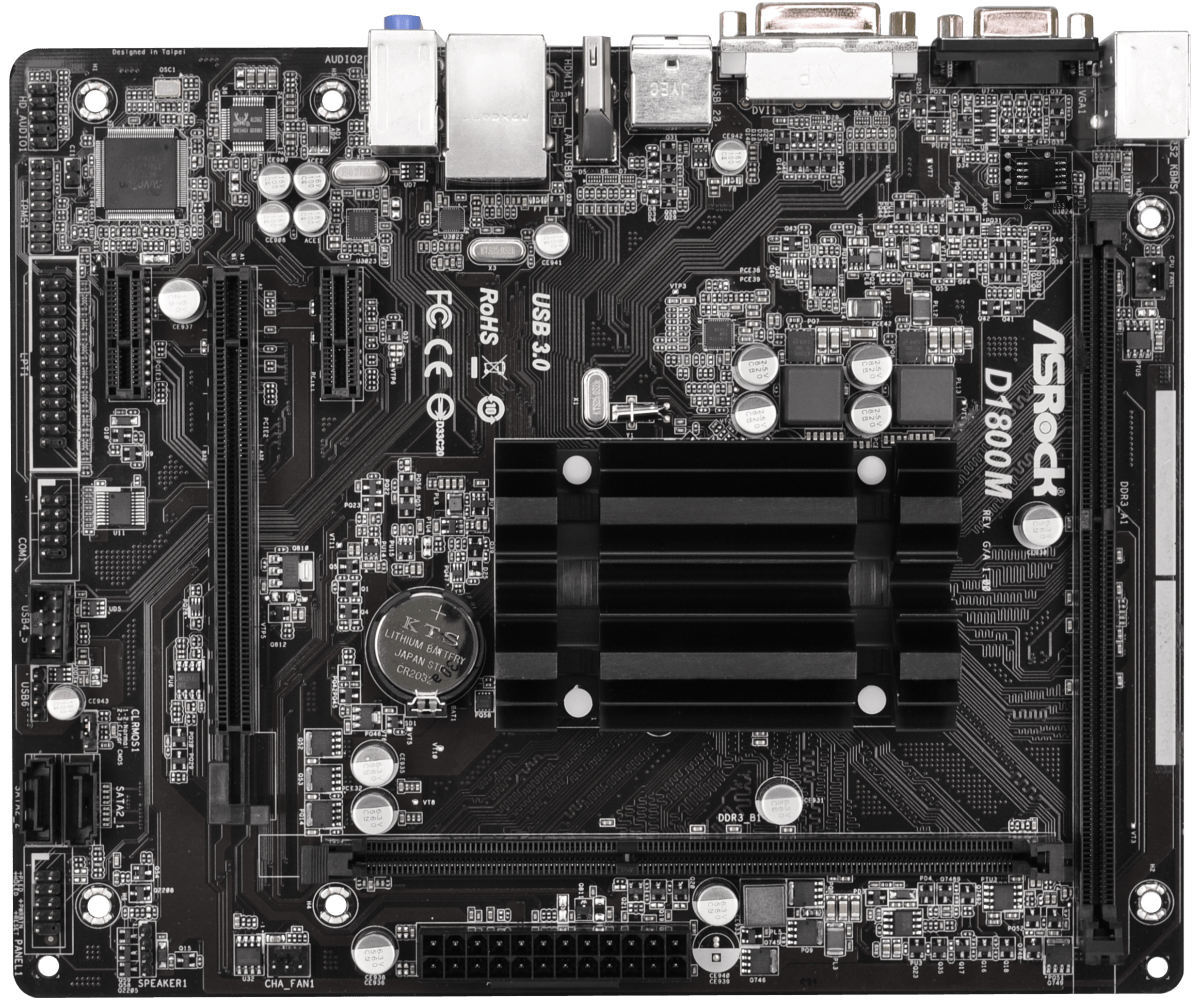 Материнская плата Asrock D1800M mATX AC`97 6ch(5.1) GbLAN+VGA+DVI+HDMI