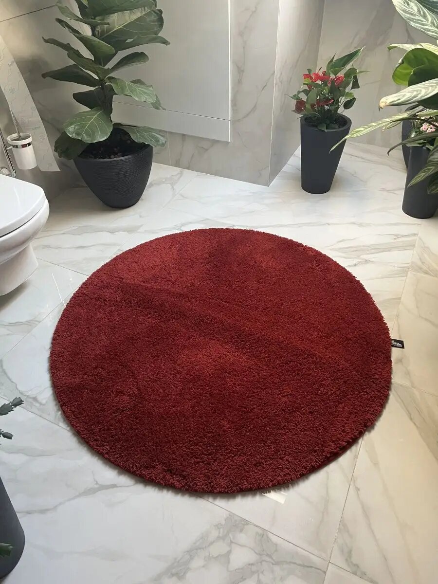 Коврик Natali's Carpets для ванной и туалета круглый микрофибра 80x80 см бордовый