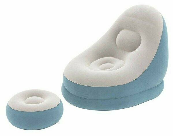 Надувное кресло с пуфиком "Визи" флокированное покрытие максимальная нагрузка 100кг