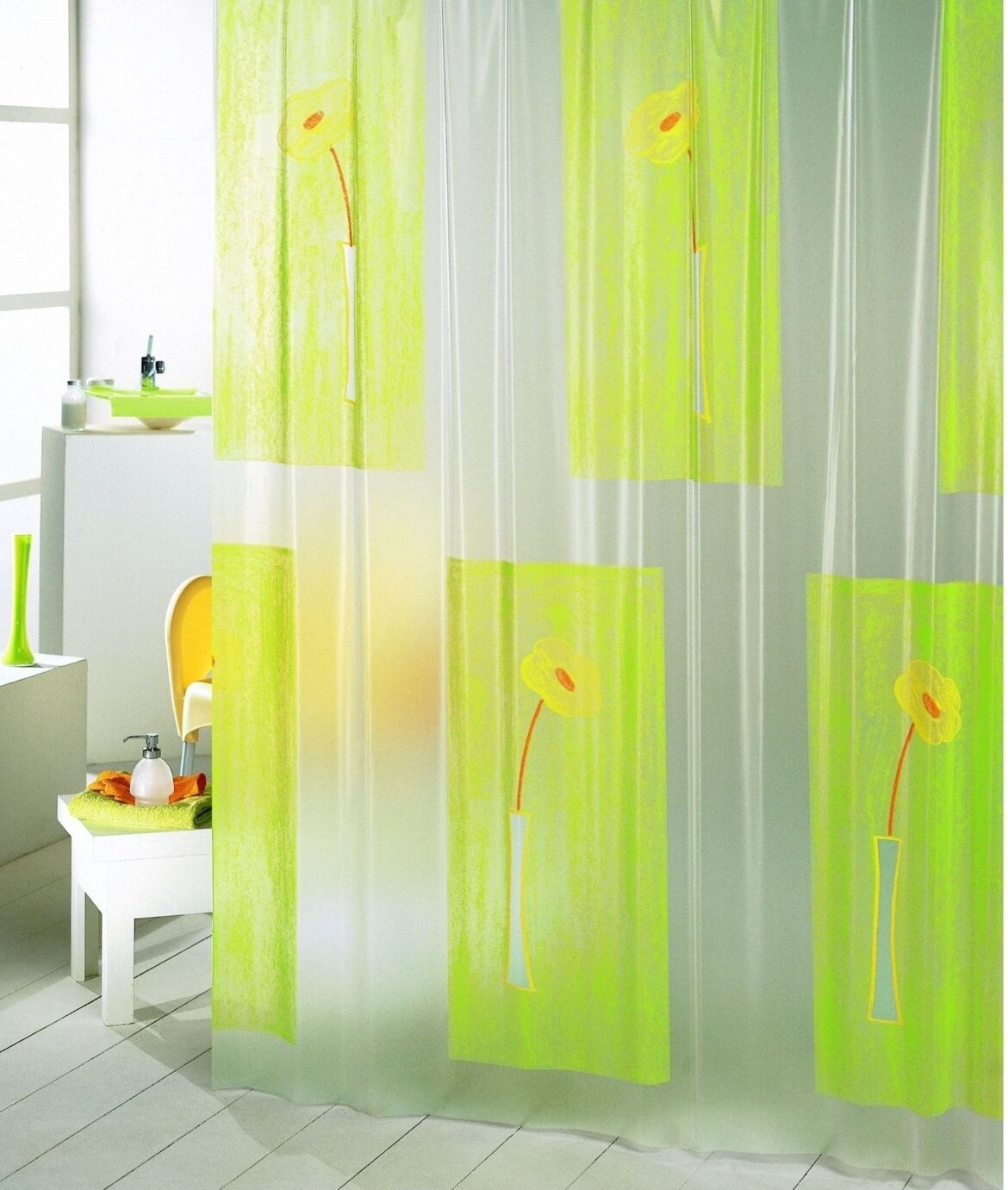  09 Штора для ванной Bacchetta Steli 180x200 см  зеленая