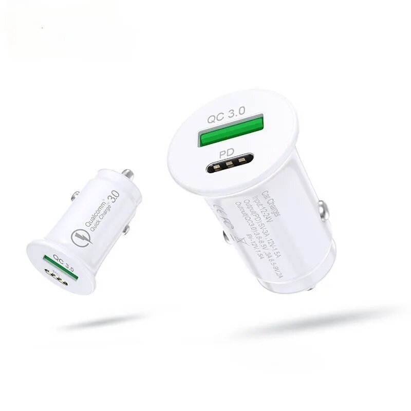 Универсальное автомобильное зарядное устройство Quick Charge 3.0 + type C (PD), Rolinns A01W