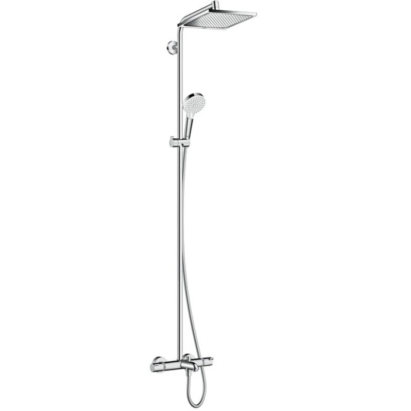 Hg crometta showerpipe e 240 shp: термостат для ванны+стойка с верхним душем 240х240мм+ручной душ цвет хром (цена по акции со склада эко-душ) 27298000 Hansgrohe