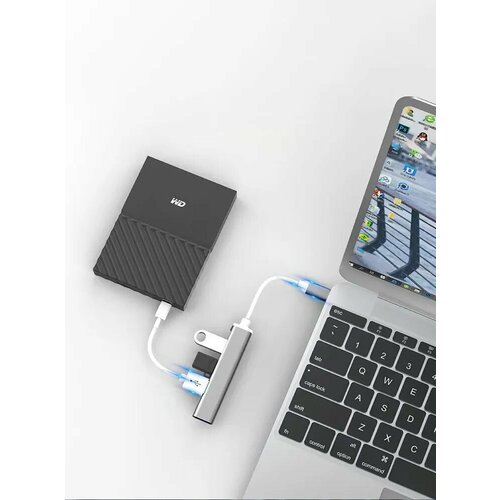 USB HUB 4 порта USB-C Кардридер провод 10см разьем Type-C 750₽