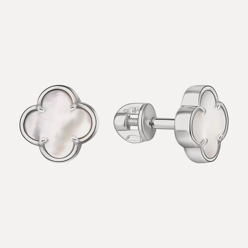 Изображение товара Серьги пусеты, белое золото, 585 проба, перламутр