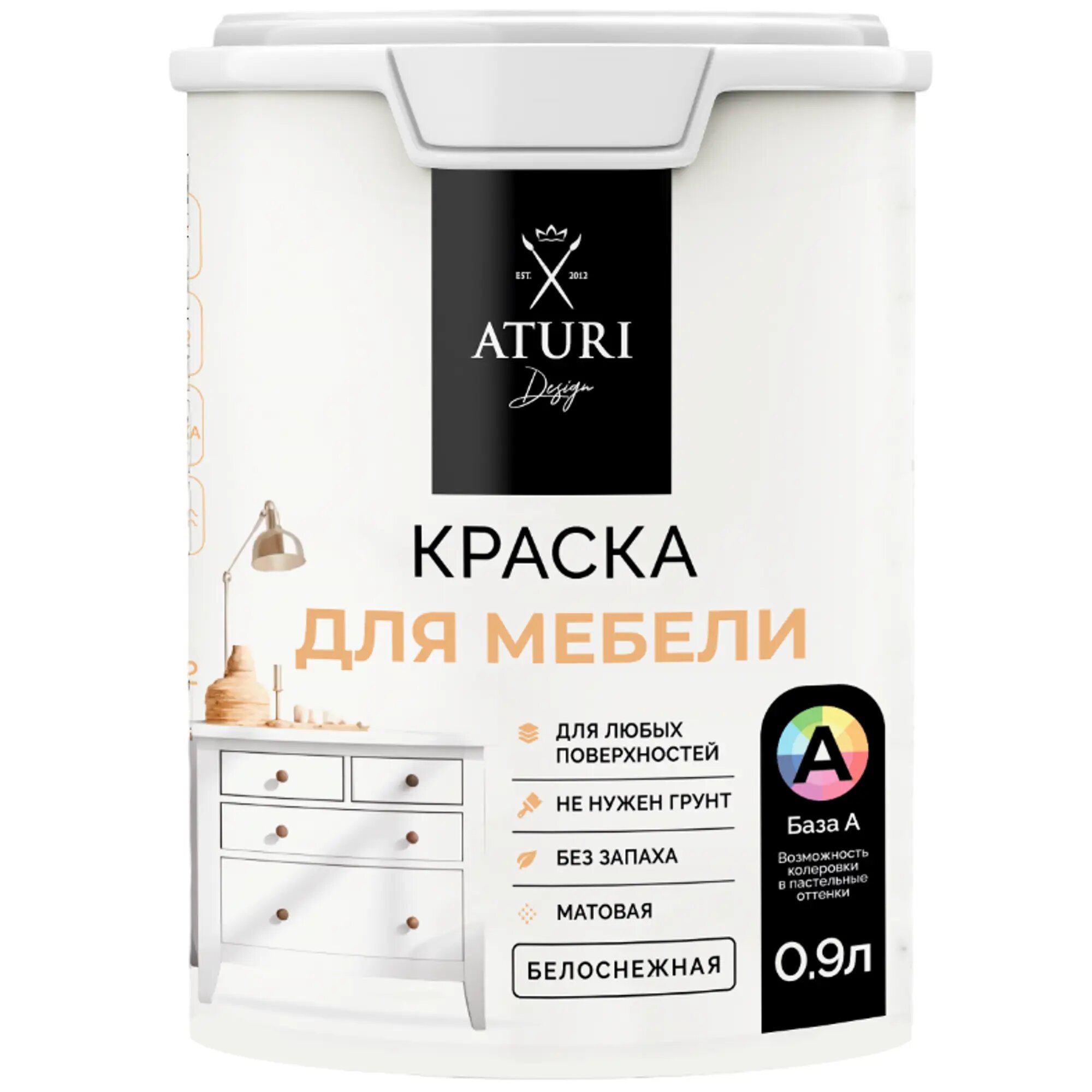 Краска для мебели Aturi Design цвет белоснежный база А 1.35 кг