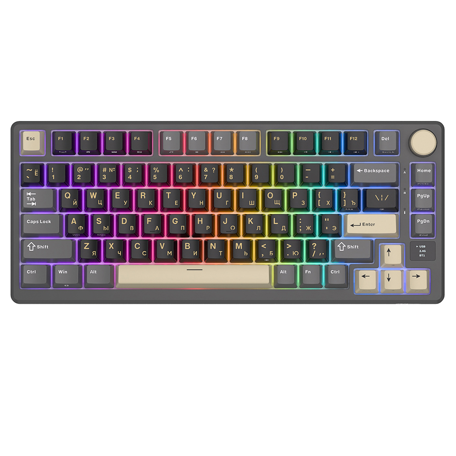 Клавиатура Royal Kludge RK-M75 Phantom (USB/2.4 GHz/Bluetоoth, RGB, Hot Swap, K silver switch)