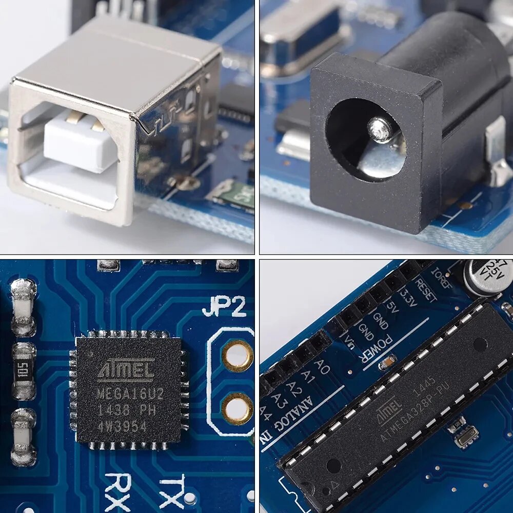 Официальная версия, высокотехнологичная совместимая макетная плата для Arduino Uno R3 DIP ATMEGA328P, чип-модуль «сделай сам» с кабелем, UNO R3 With Cable — фото 1