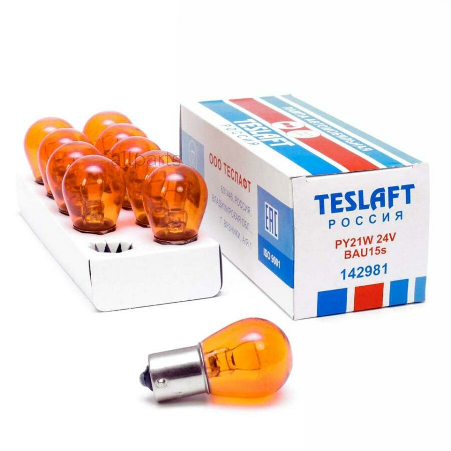 TESLAFT 142981 Лампа 24V PY21W 21W BAU15s Teslaft 1 шт. картон 142981